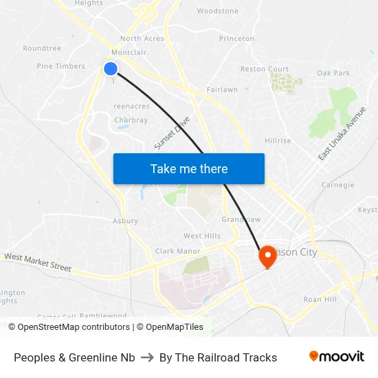 Peoples & Greenline Nb to By The Railroad Tracks map