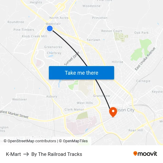 K-Mart to By The Railroad Tracks map