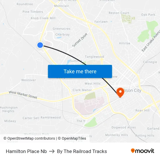 Hamilton Place Nb to By The Railroad Tracks map