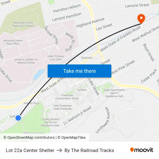 Lot 22a Center Shelter to By The Railroad Tracks map