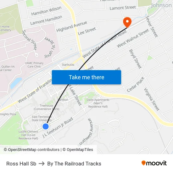 Ross Hall Sb to By The Railroad Tracks map