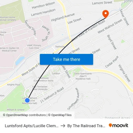 Luntsford Apts/Lucille Clement to By The Railroad Tracks map