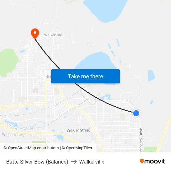 Butte-Silver Bow (Balance) to Walkerville map
