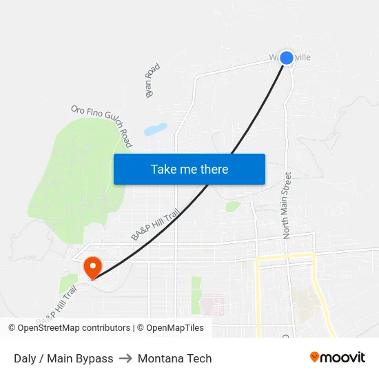 Daly / Main Bypass to Montana Tech map