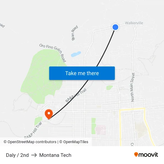 Daly / 2nd to Montana Tech map