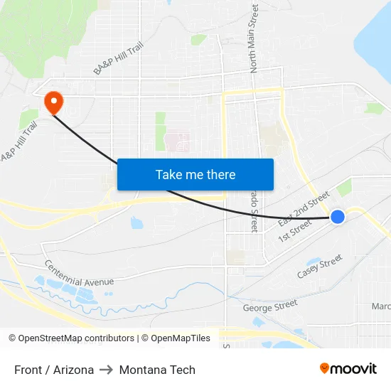 Front / Arizona to Montana Tech map