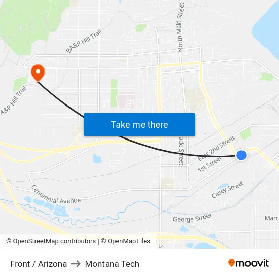 Front / Arizona to Montana Tech map