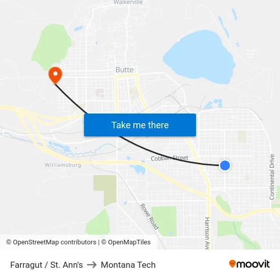 Farragut / St. Ann's to Montana Tech map