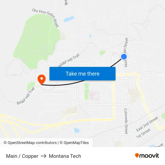 Main / Copper to Montana Tech map