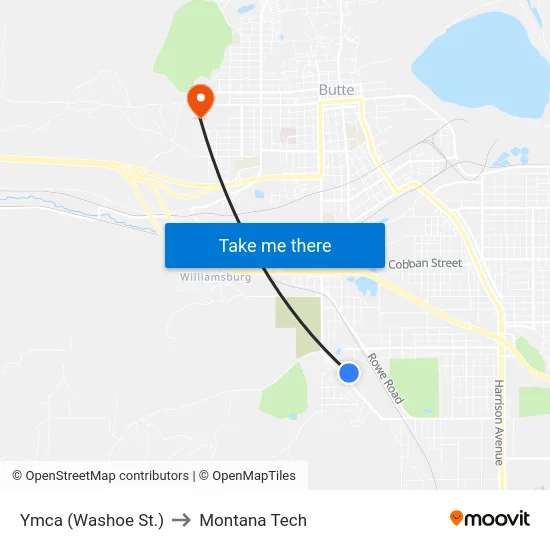 Ymca (Washoe St.) to Montana Tech map