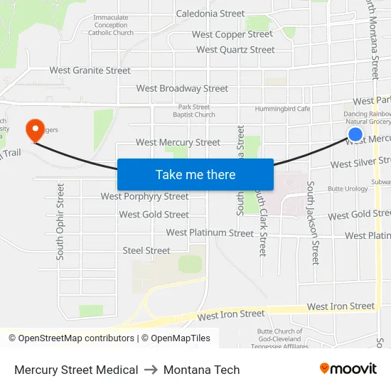 Mercury Street Medical to Montana Tech map