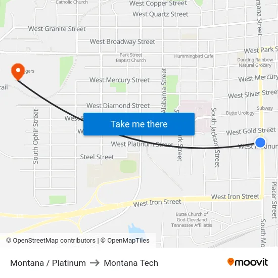 Montana / Platinum to Montana Tech map