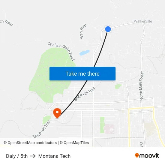 Daly / 5th to Montana Tech map