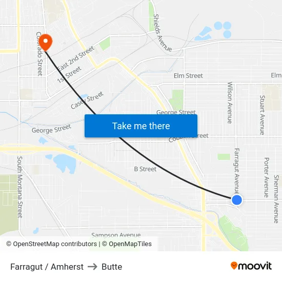 Farragut / Amherst to Butte map