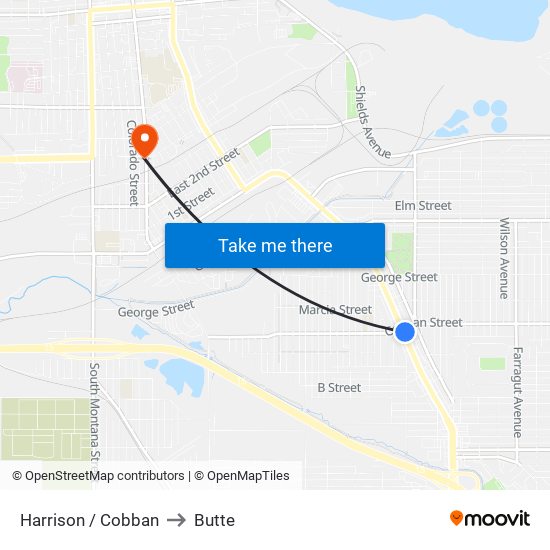 Harrison / Cobban to Butte map