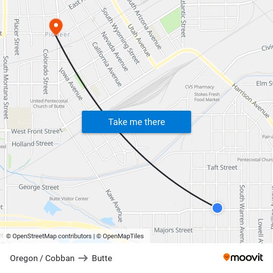 Oregon / Cobban to Butte map