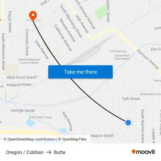 Oregon / Cobban to Butte map