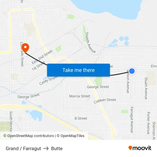 Grand / Farragut to Butte map