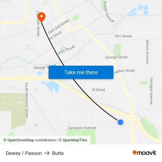 Dewey / Paxson to Butte map