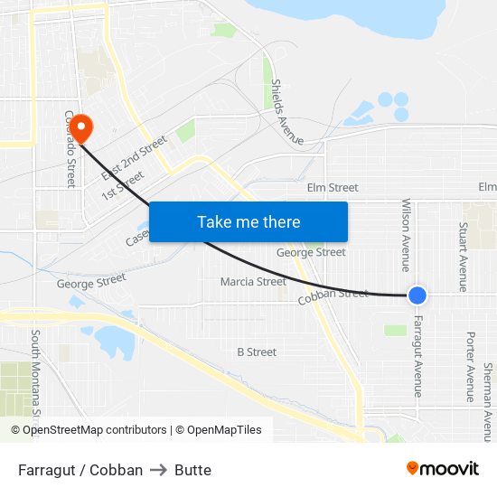 Farragut / Cobban to Butte map