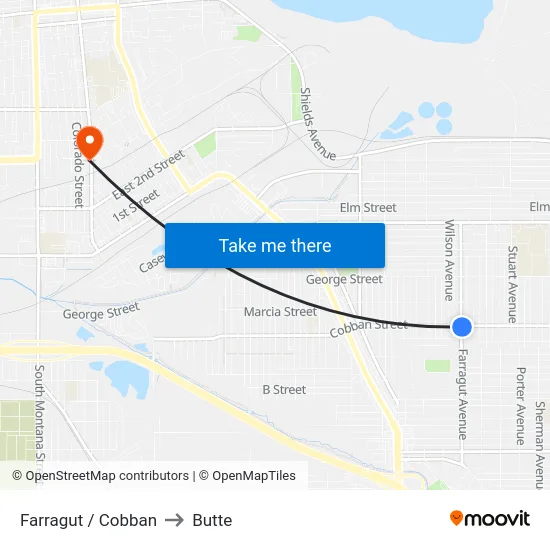 Farragut / Cobban to Butte map