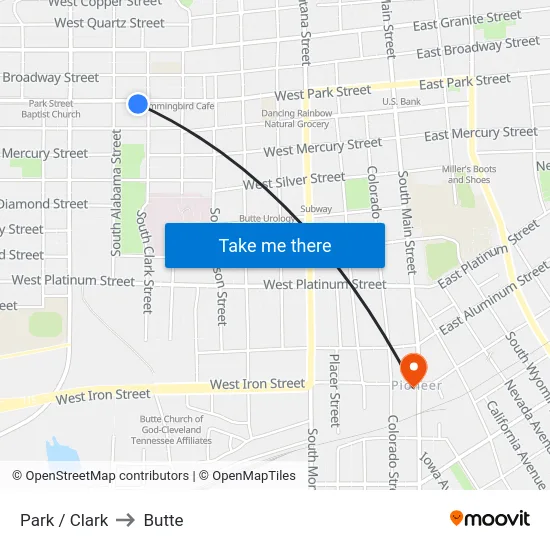 Park / Clark to Butte map