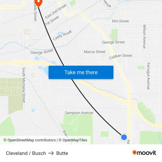 Cleveland / Busch to Butte map
