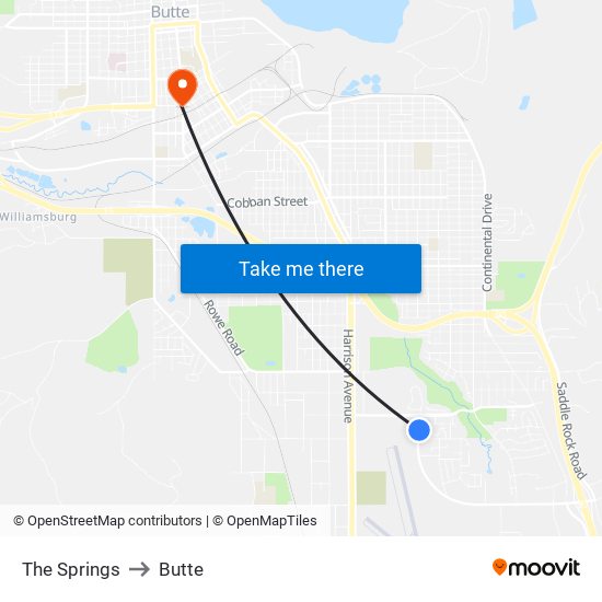 The Springs to Butte map