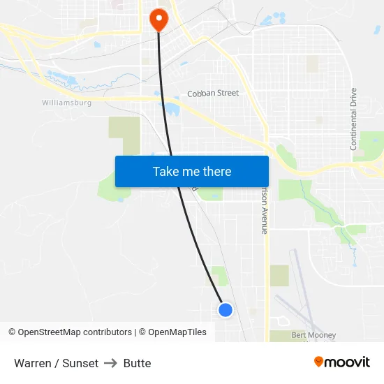 Warren / Sunset to Butte map