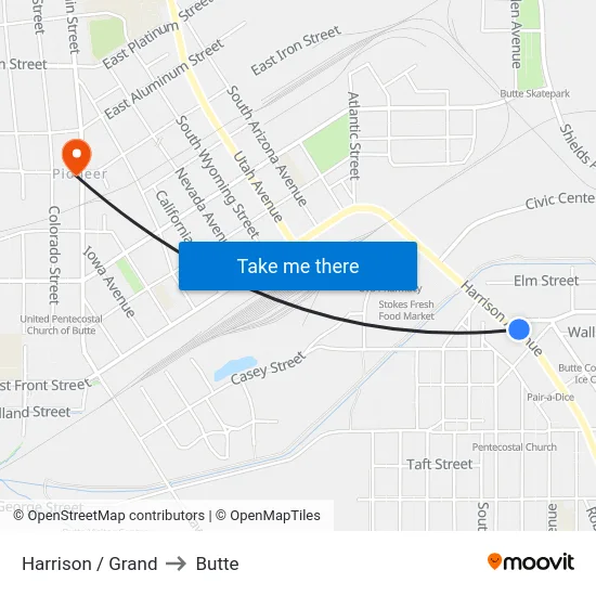 Harrison / Grand to Butte map
