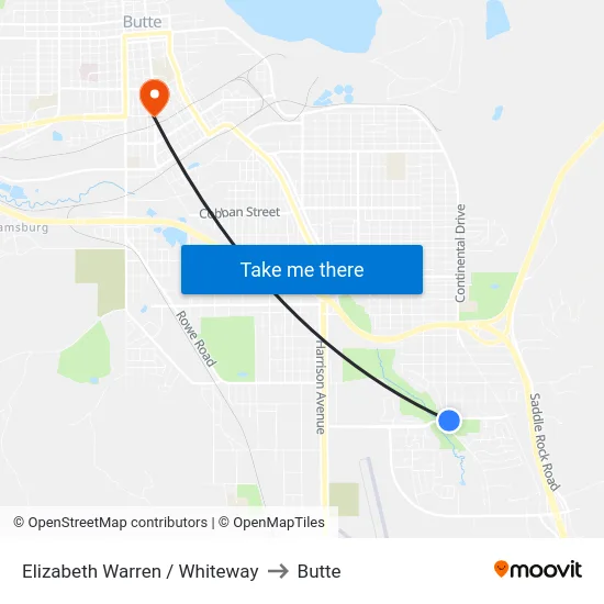 Elizabeth Warren / Whiteway to Butte map