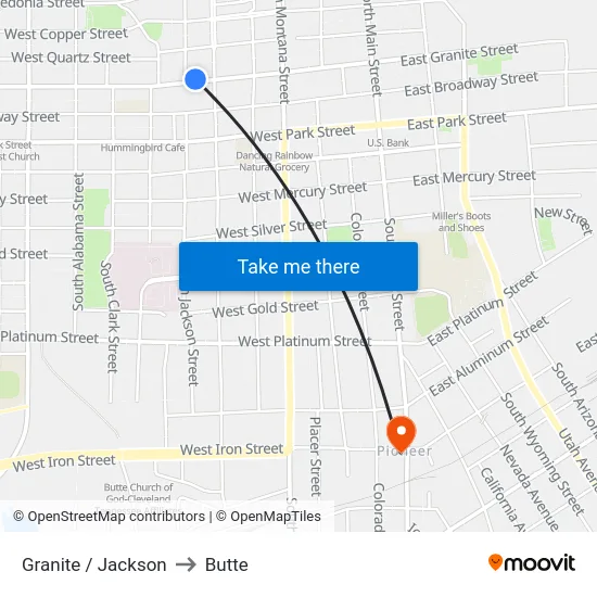 Granite / Jackson to Butte map