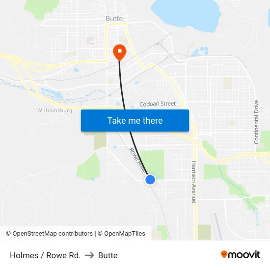 Holmes / Rowe Rd. to Butte map