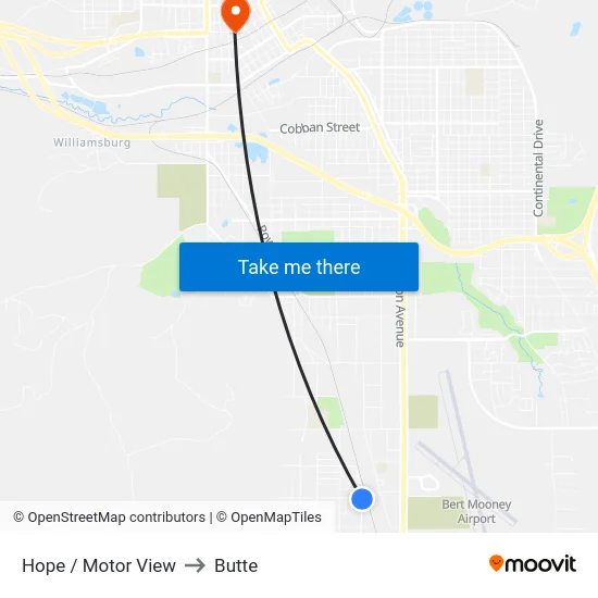 Hope / Motor View to Butte map