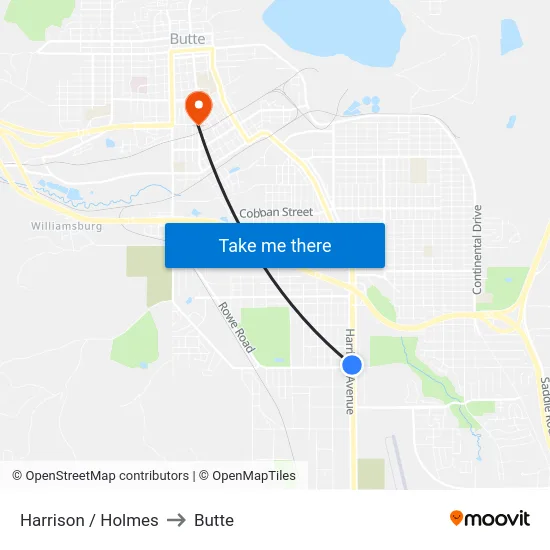Harrison / Holmes to Butte map