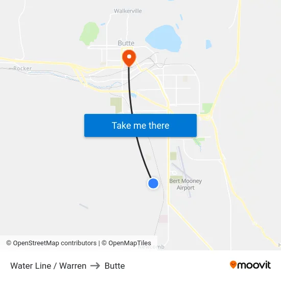Water Line / Warren to Butte map