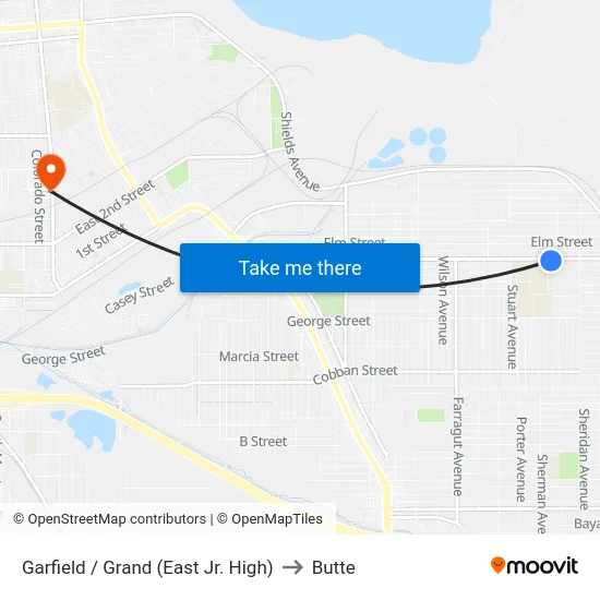 Garfield / Grand (East Jr. High) to Butte map