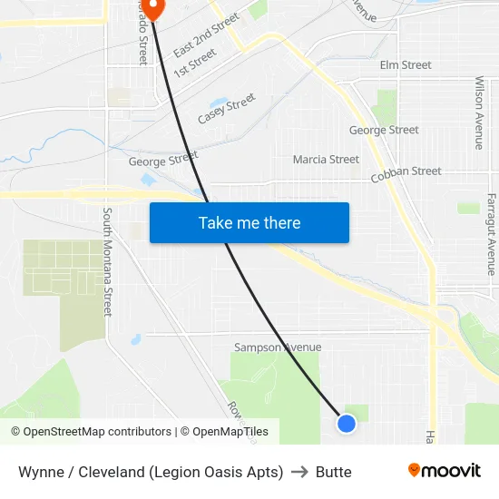 Wynne / Cleveland (Legion Oasis Apts) to Butte map