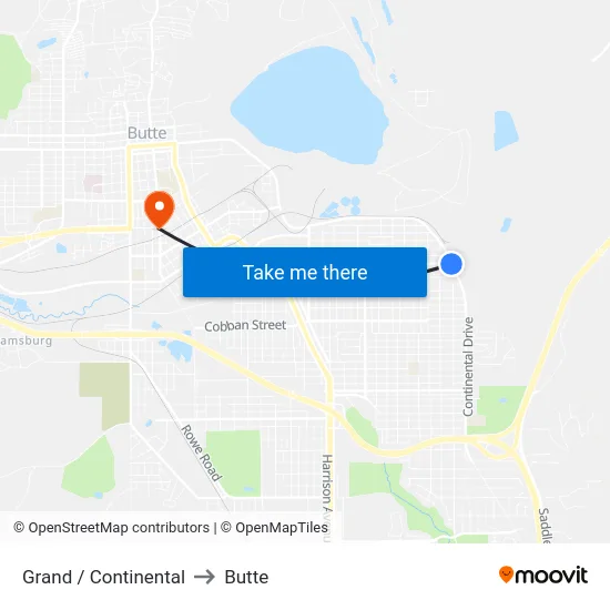 Grand / Continental to Butte map