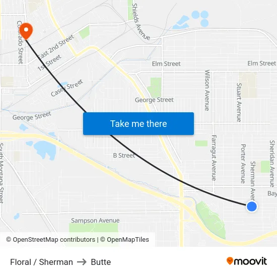 Floral / Sherman to Butte map