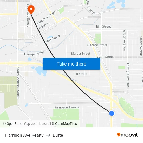 Harrison Ave Realty to Butte map