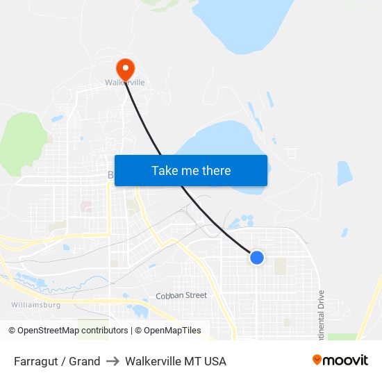 Farragut / Grand to Walkerville MT USA map