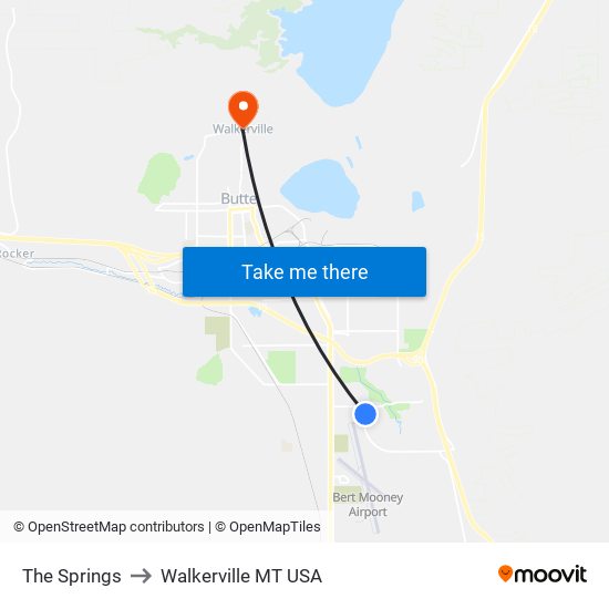 The Springs to Walkerville MT USA map