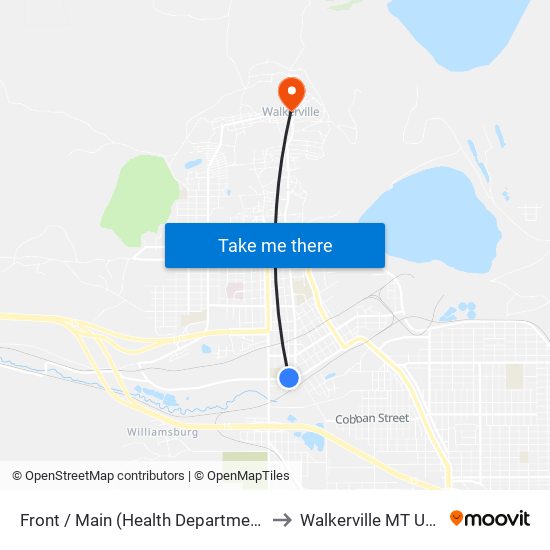 Front / Main (Health Department) to Walkerville MT USA map