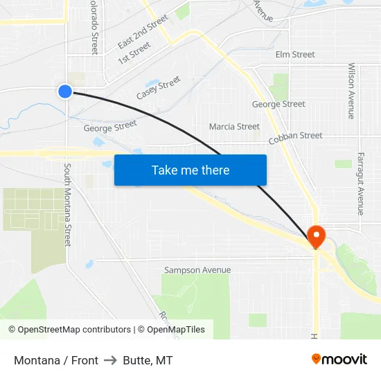 Montana / Front to Butte, MT map