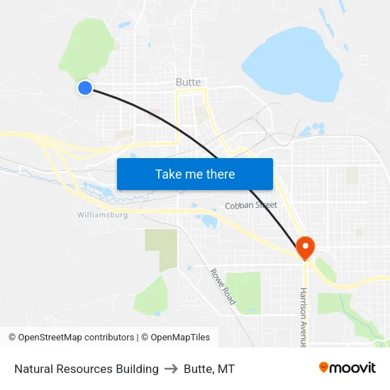 Natural Resources Building to Butte, MT map