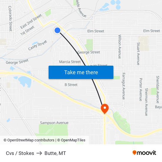 Cvs / Stokes to Butte, MT map