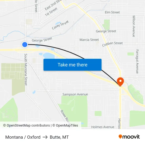 Montana / Oxford to Butte, MT map