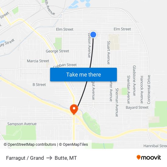 Farragut / Grand to Butte, MT map