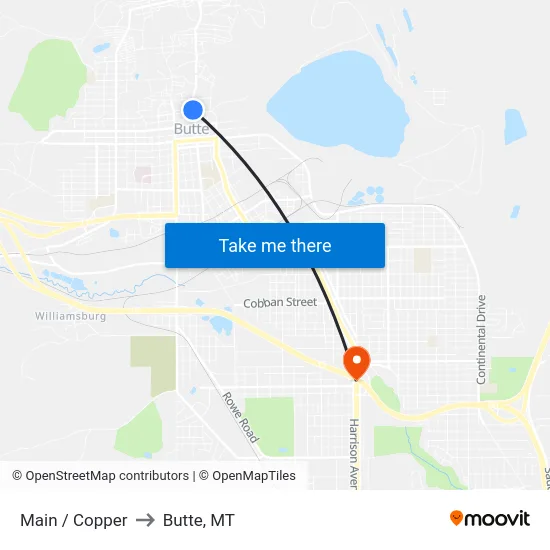 Main / Copper to Butte, MT map